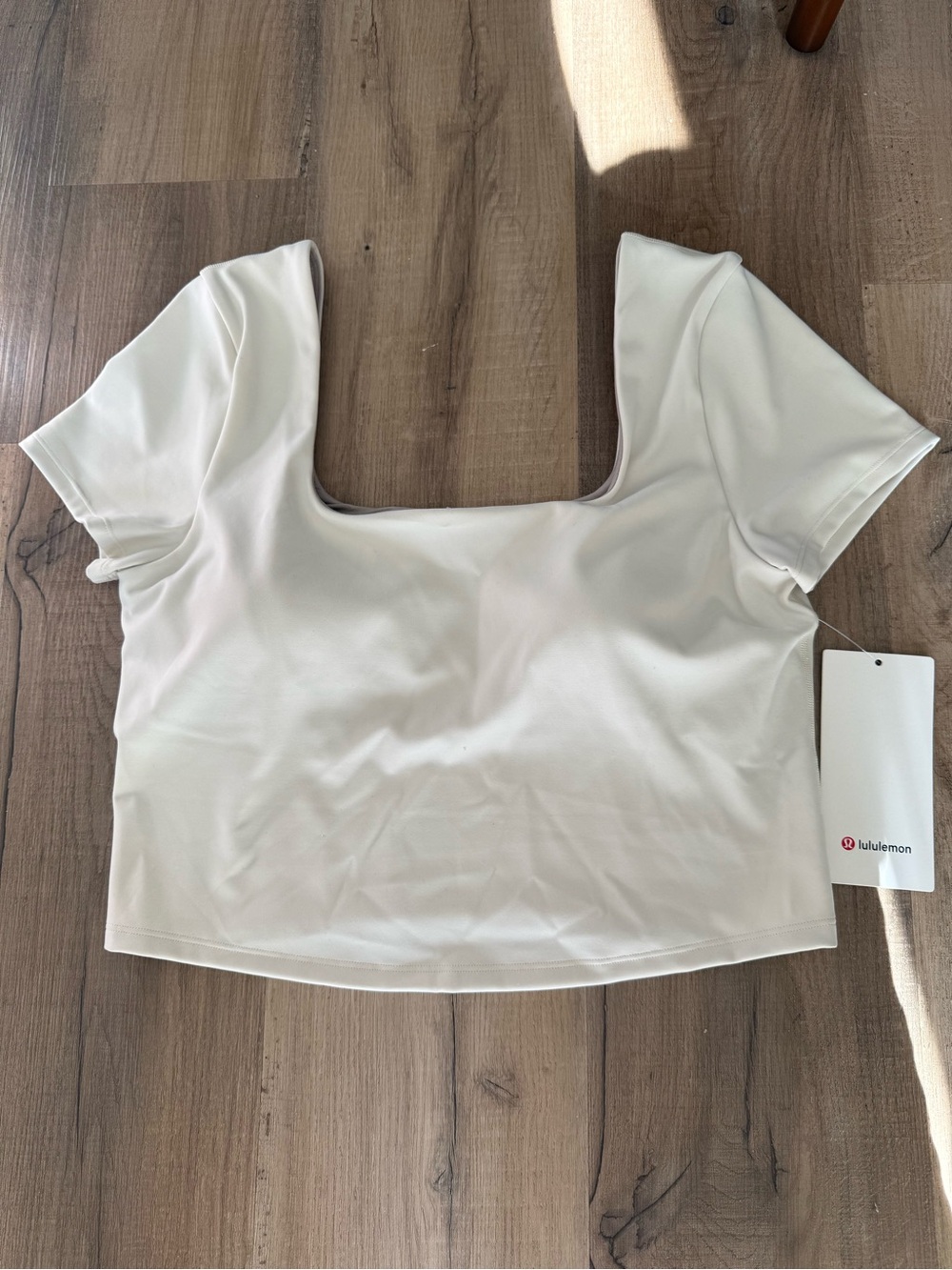 lululemon athletica Square Neck Crop Top in Off-White